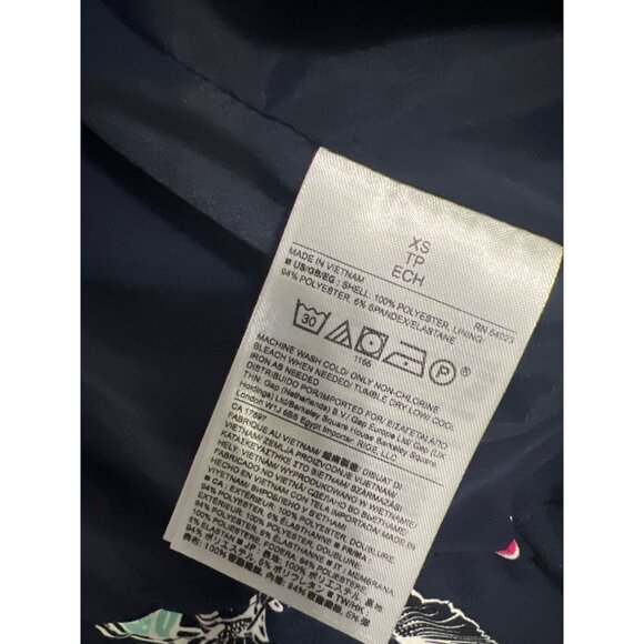 Banana Republic XS Floral Print Fully Lined Zip-Up Bomber Jacket Navy Floral - Picture 6 of 9